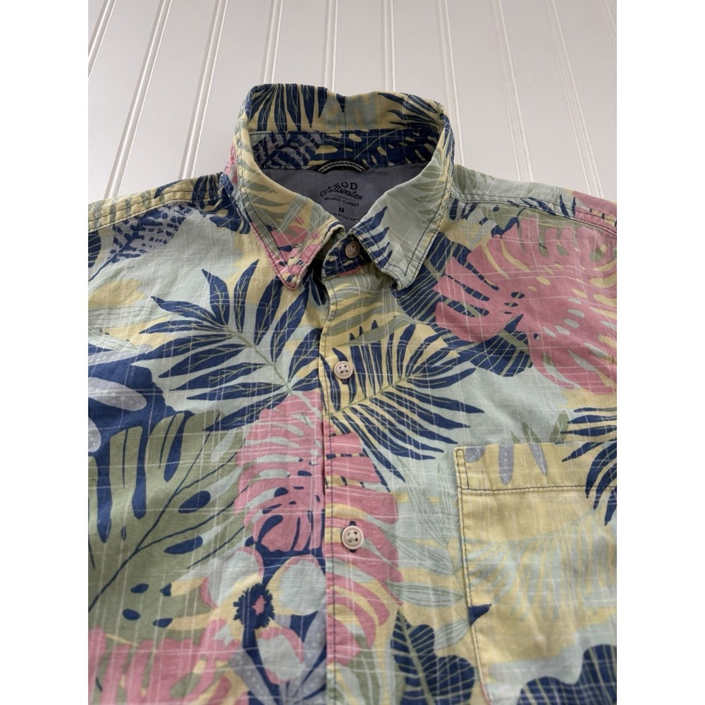 Izod Saltwater Men's Tropical Hawaiian Print Button Up Shirt Size M